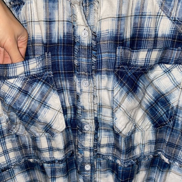We The Free Free People Wave After Wave Plaid Button Down Sleeveless Shirt SizeM - Picture 6 of 8